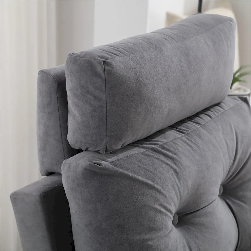 Upholstered Chaise Lounge Chair with Adjustable Backrest and Storage Ottoman
