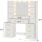 Makeup Vanity Table with 10x Magnifying Mirror Vanity Desk Glass Top