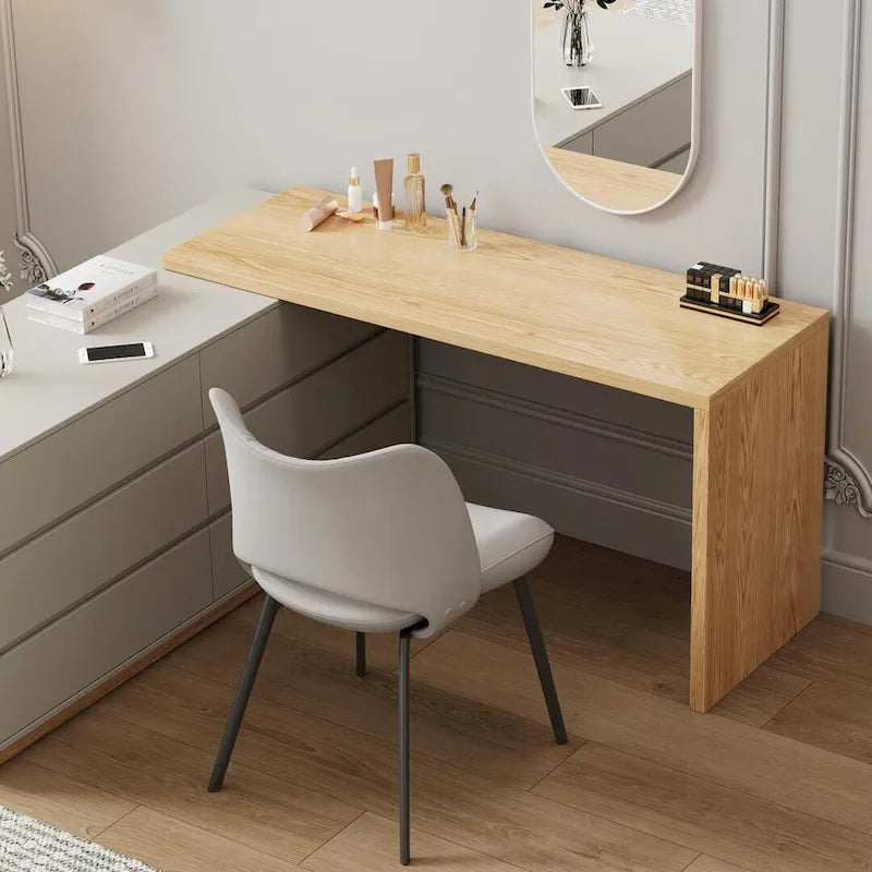 55.2 Inch White Corner L-Shaped Desk with 6 Drawers