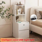 Nightstand with Charging Station and Night Light