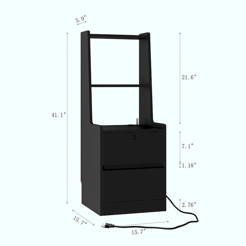 Nightstand with Charging Station and Night Light