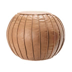 Faux Leather Round Filled Ottoman Pouf