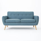 Button-Tufted Loveseat with Wood Legs