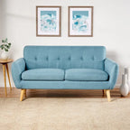 Button-Tufted Loveseat with Wood Legs