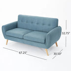 Button-Tufted Loveseat with Wood Legs