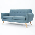 Button-Tufted Loveseat with Wood Legs