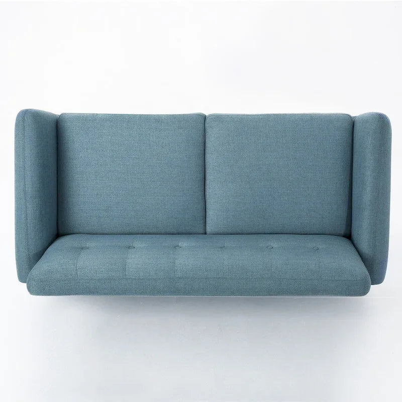 Button-Tufted Loveseat with Wood Legs