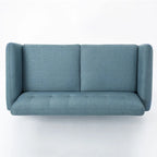 Button-Tufted Loveseat with Wood Legs