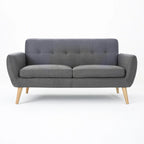 Button-Tufted Loveseat with Wood Legs