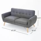 Button-Tufted Loveseat with Wood Legs