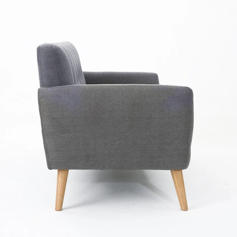 Button-Tufted Loveseat with Wood Legs