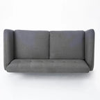 Button-Tufted Loveseat with Wood Legs