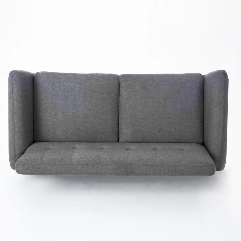 Button-Tufted Loveseat with Wood Legs