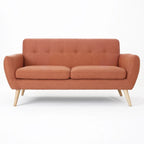Button-Tufted Loveseat with Wood Legs
