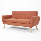 Button-Tufted Loveseat with Wood Legs