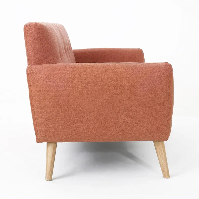 Button-Tufted Loveseat with Wood Legs