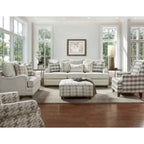 Buffalo Check Accent Armchair – Off-White & Grey