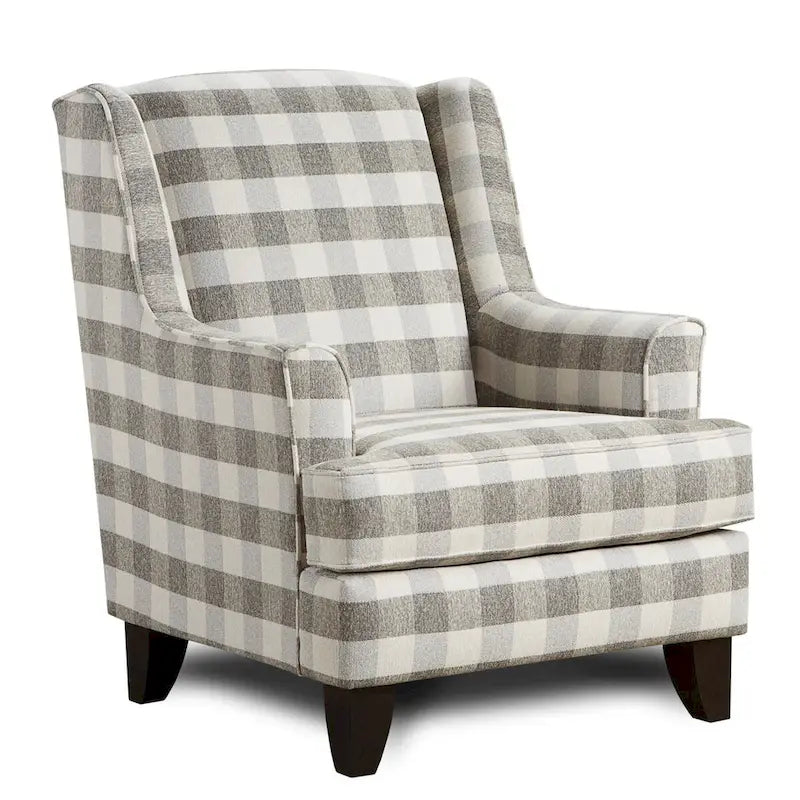 Buffalo Check Accent Armchair – Off-White & Grey
