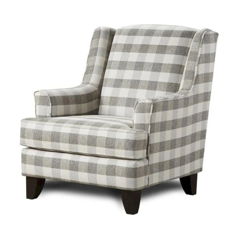 Buffalo Check Accent Armchair – Off-White & Grey