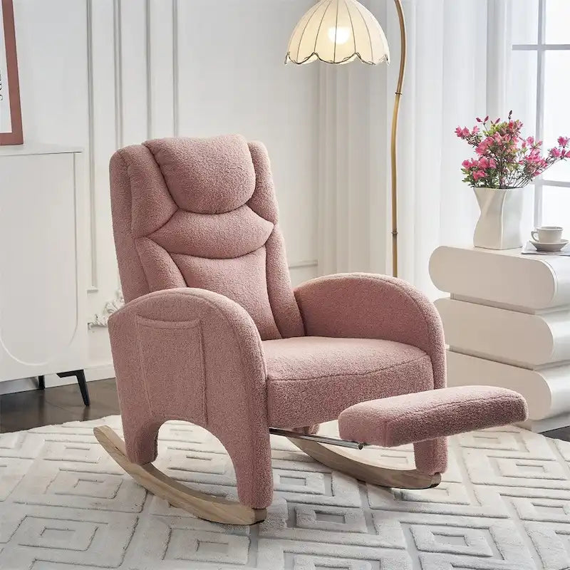 Fabric Nursery Rocking Chair with Adjustable Footrest