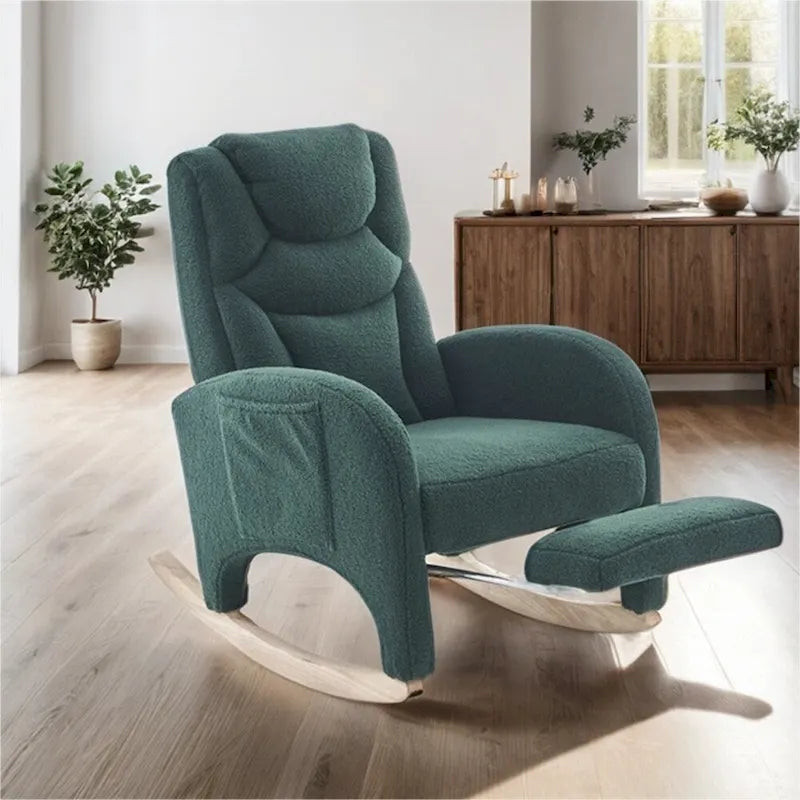 Fabric Nursery Rocking Chair with Adjustable Footrest