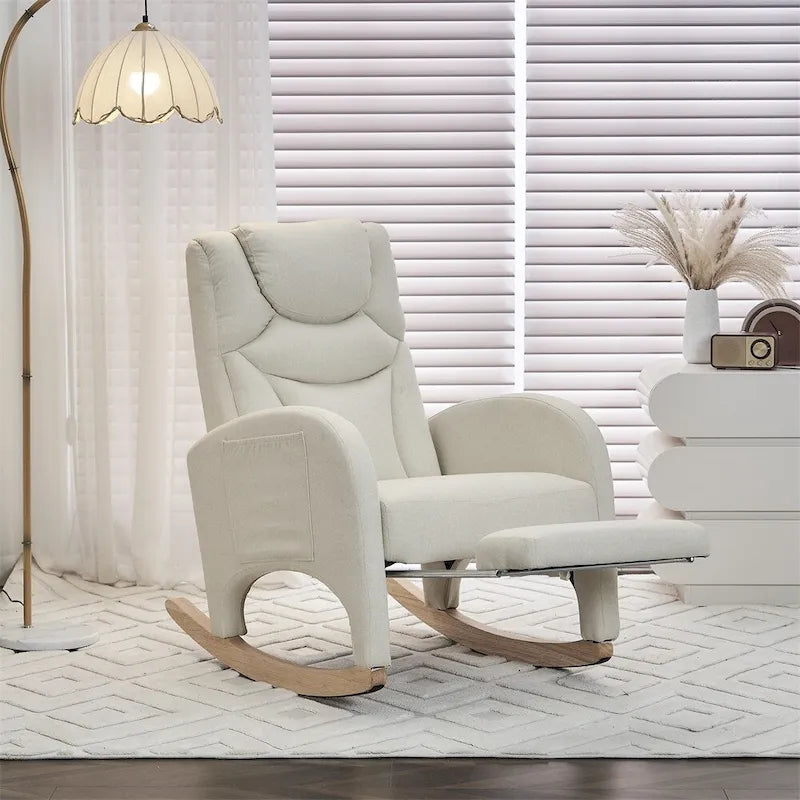 Fabric Nursery Rocking Chair with Adjustable Footrest