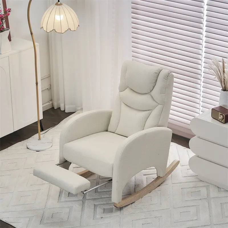 Fabric Nursery Rocking Chair with Adjustable Footrest