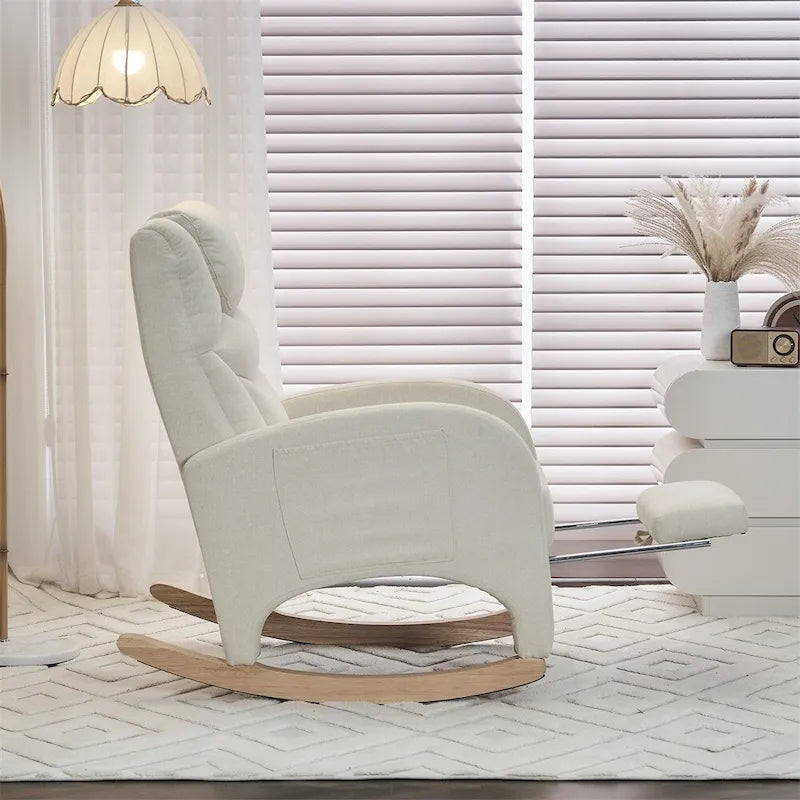 Fabric Nursery Rocking Chair with Adjustable Footrest