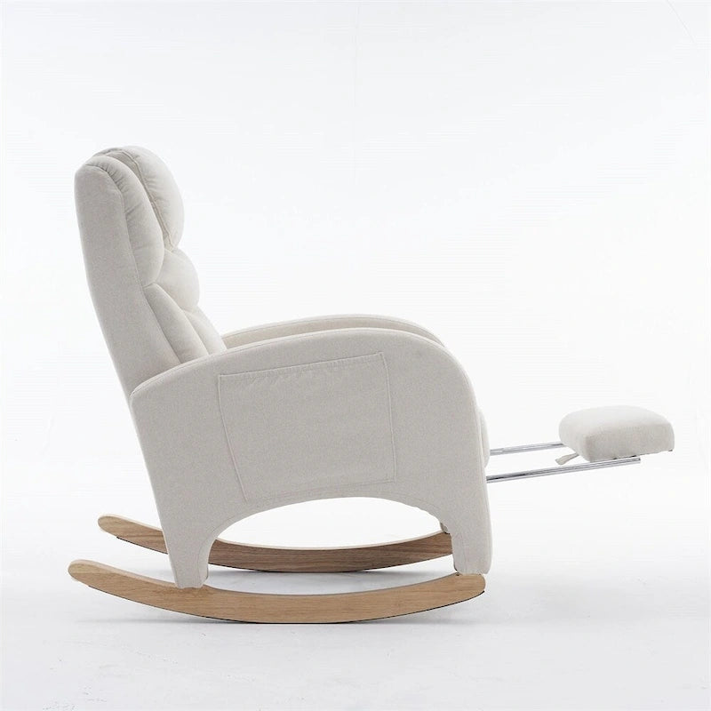 Fabric Nursery Rocking Chair with Adjustable Footrest