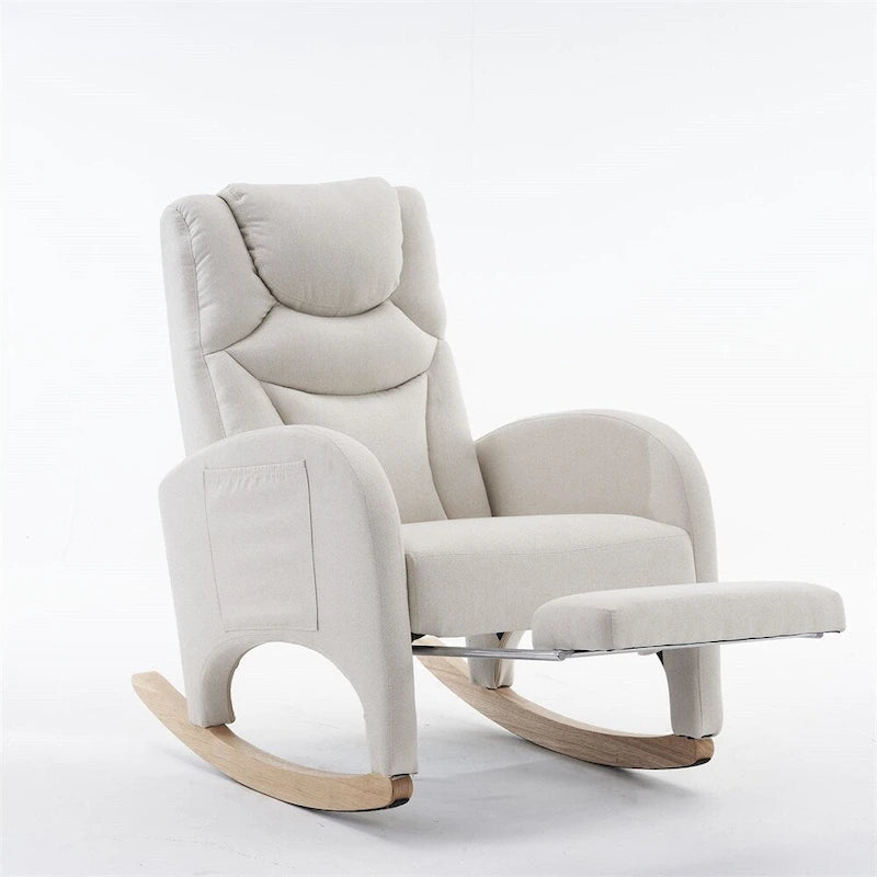 Fabric Nursery Rocking Chair with Adjustable Footrest