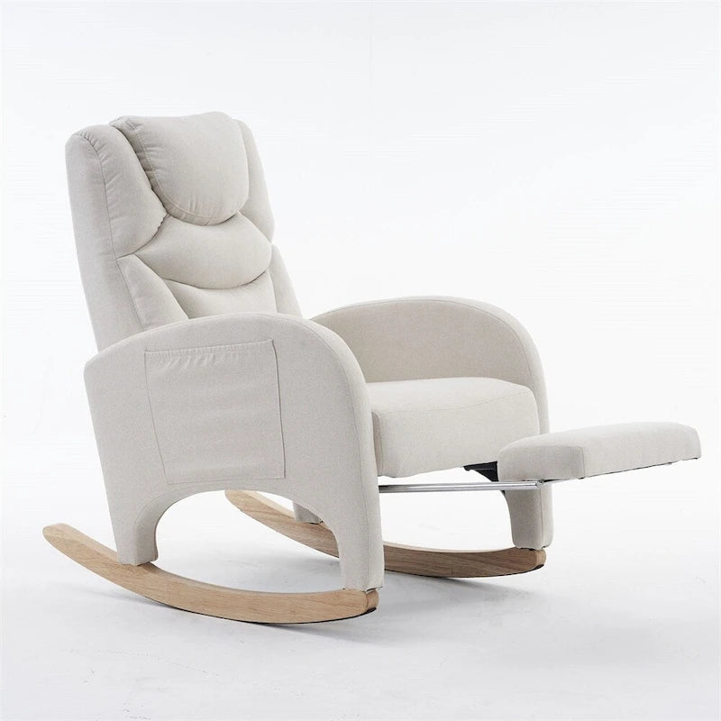 Fabric Nursery Rocking Chair with Adjustable Footrest