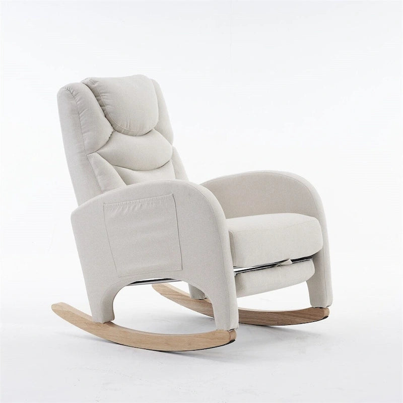 Fabric Nursery Rocking Chair with Adjustable Footrest