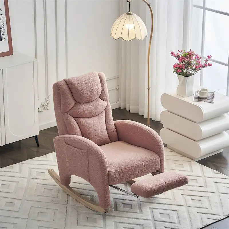 Fabric Nursery Rocking Chair with Adjustable Footrest