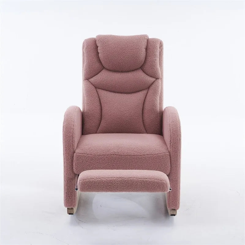 Fabric Nursery Rocking Chair with Adjustable Footrest