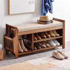 2-Tier Bamboo Shoe Bench with Storage