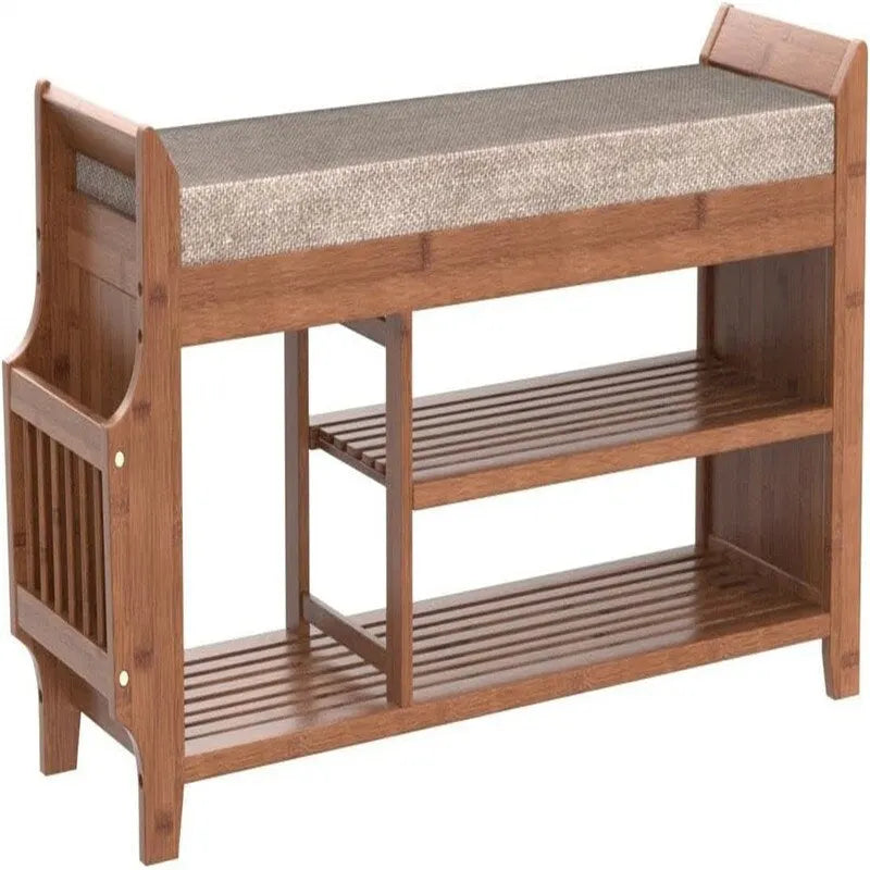 2-Tier Bamboo Shoe Bench with Storage