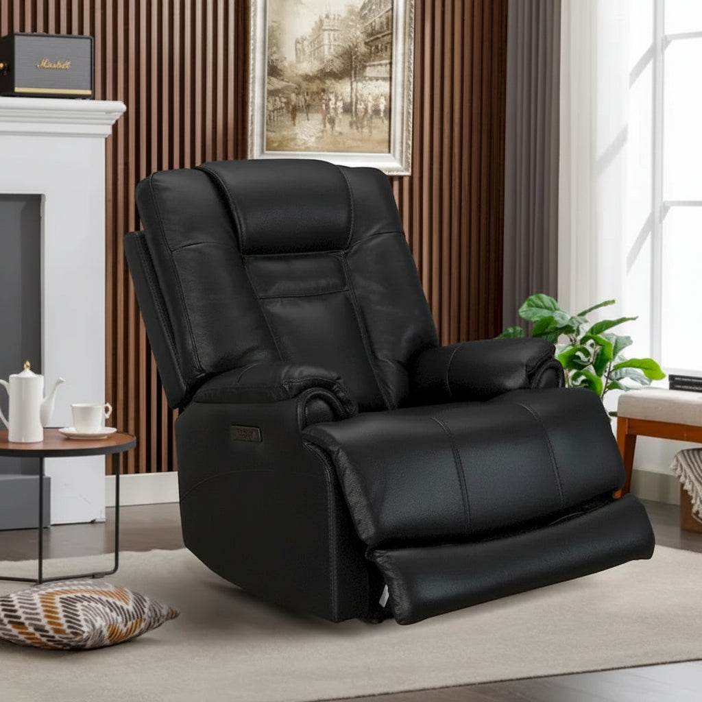 Zero Gravity Power Recliner in Black Top Grain Leather