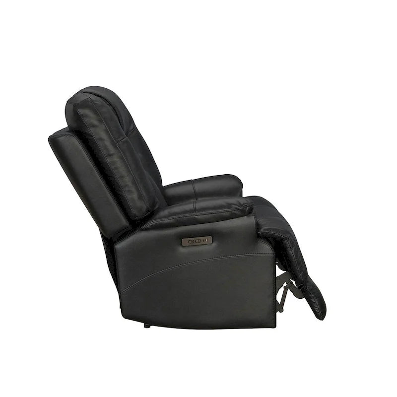 Top Grain Leater Black Zero Gravity Power Recliner With Adjustable Headrest Extendable Footrest
