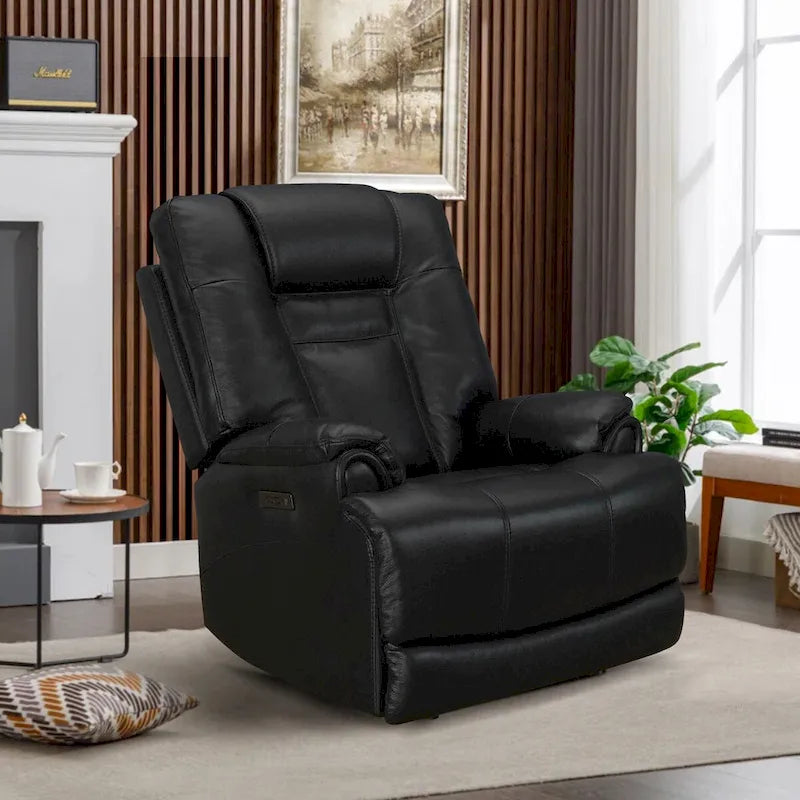 Zero Gravity Power Recliner in Black Top Grain Leather