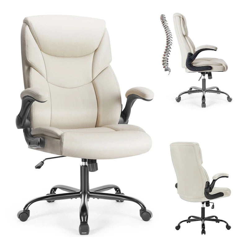 High-Back Ergonomic Office Chair with Flip-Up Armrests
