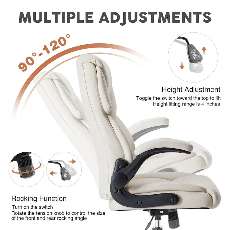 High-Back Ergonomic Office Chair with Flip-Up Armrests