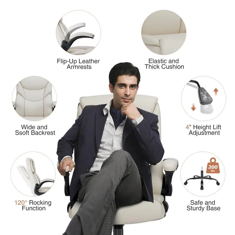High-Back Ergonomic Office Chair with Flip-Up Armrests