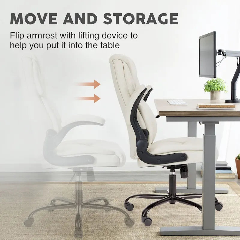 High-Back Ergonomic Office Chair with Flip-Up Armrests