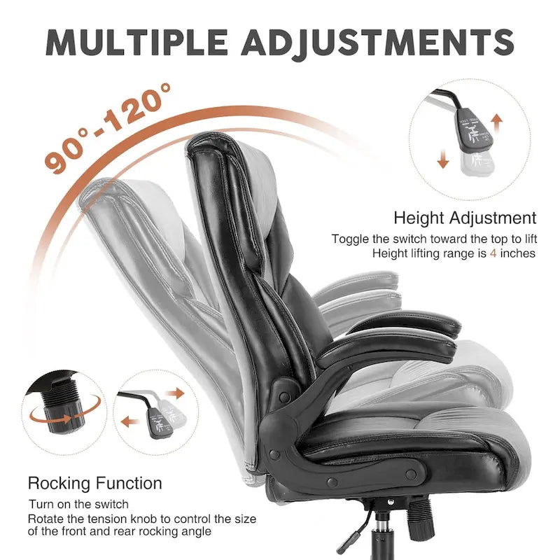 High-Back Ergonomic Office Chair with Flip-Up Armrests