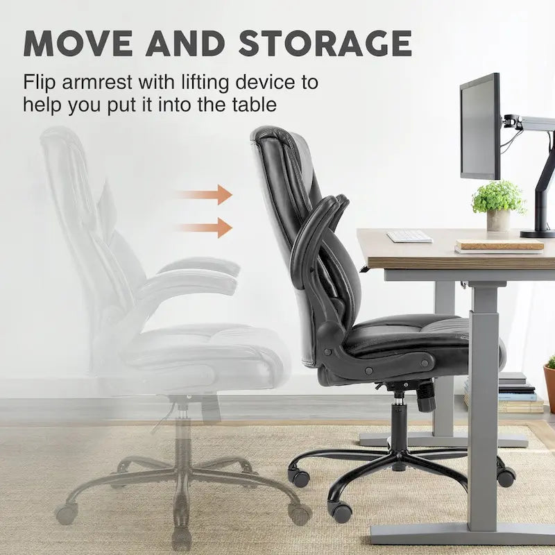 High-Back Ergonomic Office Chair with Flip-Up Armrests