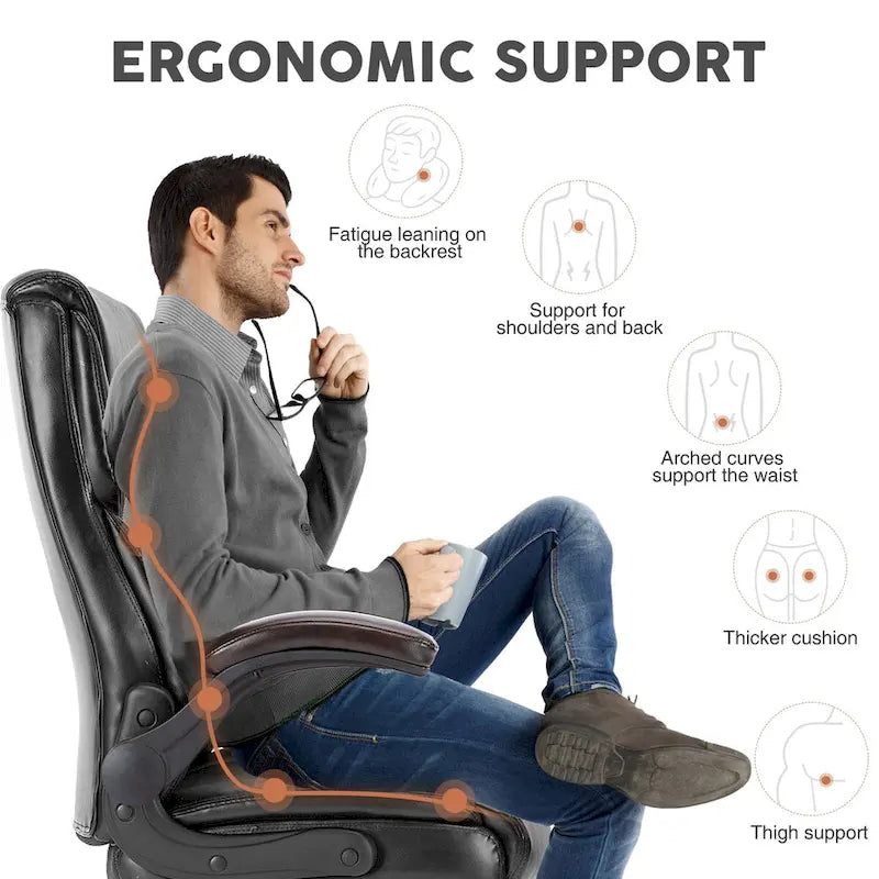 High-Back Ergonomic Office Chair with Flip-Up Armrests