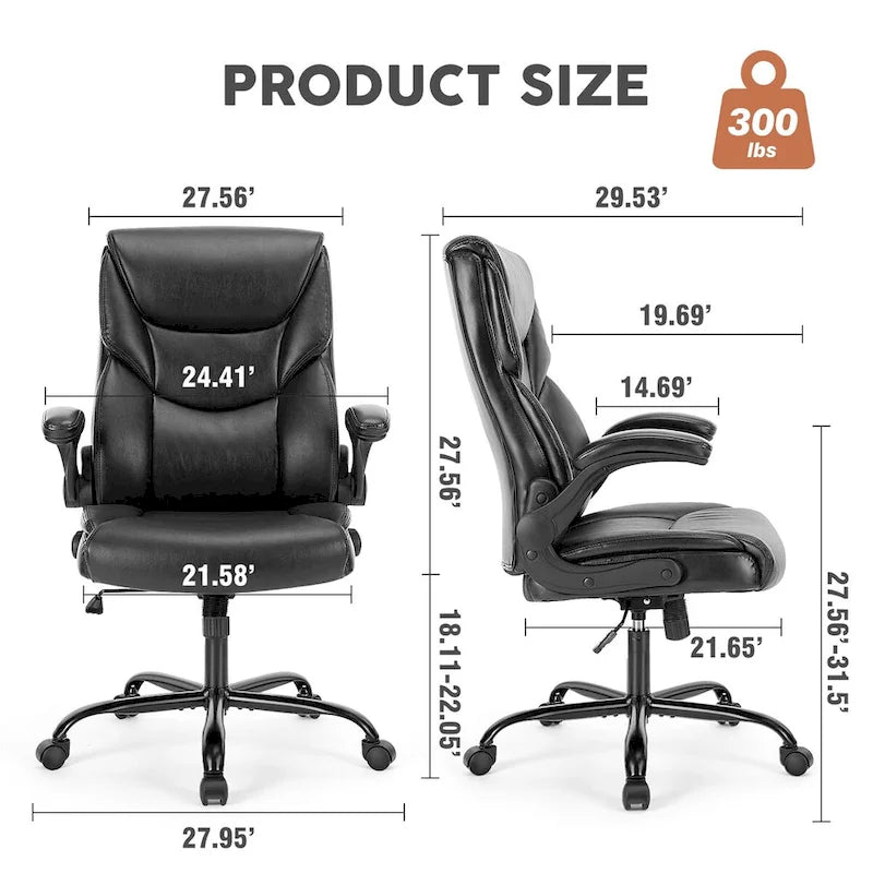 High-Back Ergonomic Office Chair with Flip-Up Armrests