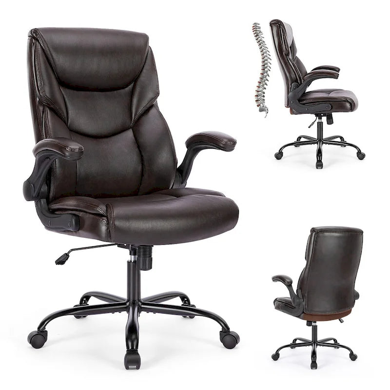 High-Back Ergonomic Office Chair with Flip-Up Armrests