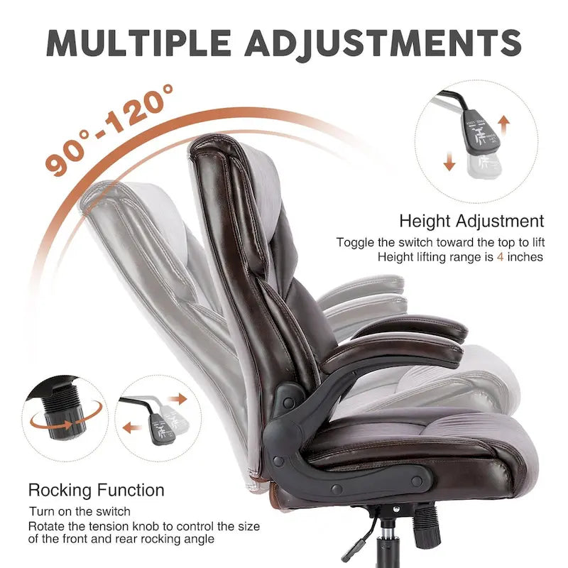 High-Back Ergonomic Office Chair with Flip-Up Armrests