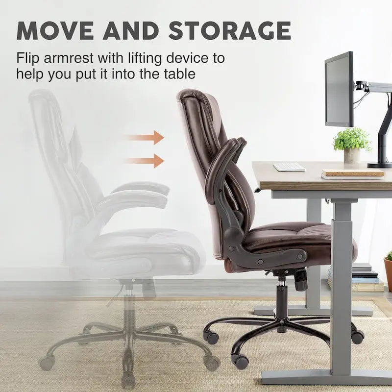 High-Back Ergonomic Office Chair with Flip-Up Armrests